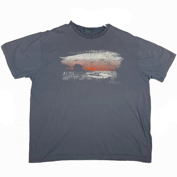 EMI Shirts Emi Sportswear Dock Boat Sunset Graphic Gray Poshmark